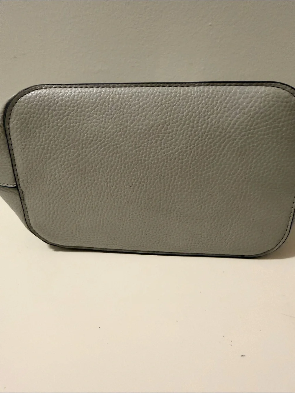 Steve Madden Light Gray Pebbled Tote with Gold Logo Accent